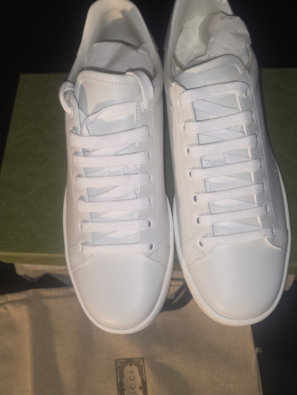 Authentic Gucci Ace Interlocking G White Low Sneaker / Women Size 38 1/2
